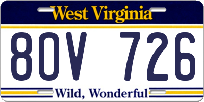 WV license plate 8OV726