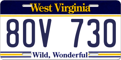 WV license plate 8OV730