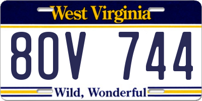 WV license plate 8OV744