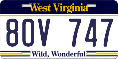 WV license plate 8OV747