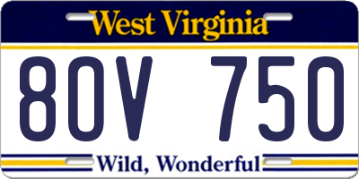 WV license plate 8OV750