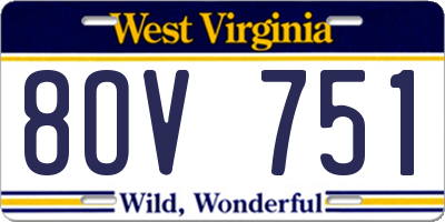 WV license plate 8OV751
