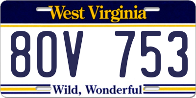 WV license plate 8OV753