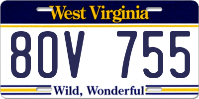 WV license plate 8OV755