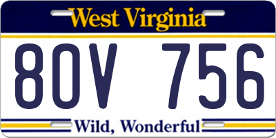 WV license plate 8OV756