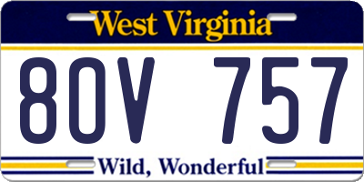 WV license plate 8OV757