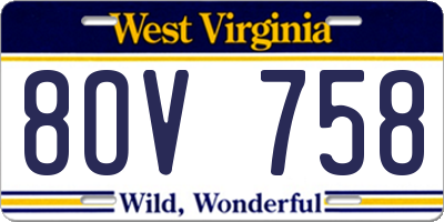 WV license plate 8OV758