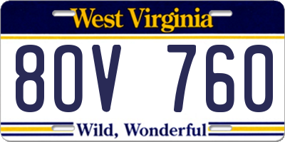 WV license plate 8OV760