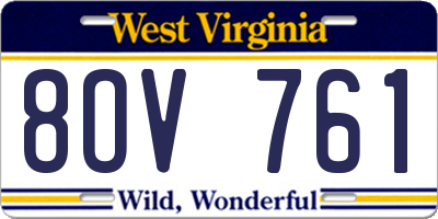 WV license plate 8OV761