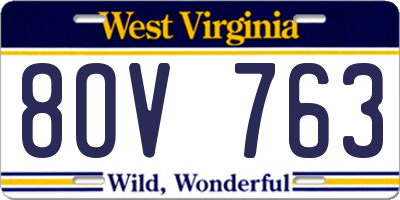 WV license plate 8OV763