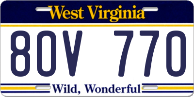 WV license plate 8OV770