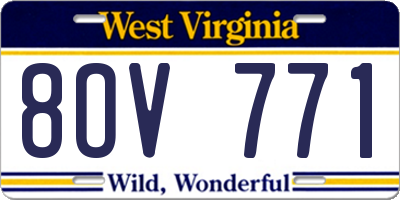 WV license plate 8OV771