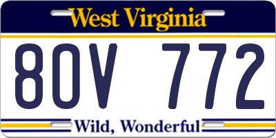 WV license plate 8OV772