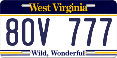 WV license plate 8OV777