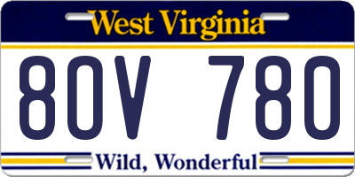 WV license plate 8OV780