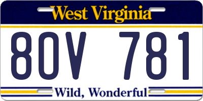 WV license plate 8OV781