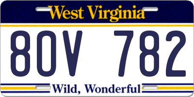 WV license plate 8OV782