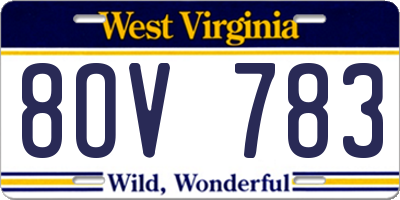 WV license plate 8OV783