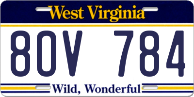 WV license plate 8OV784