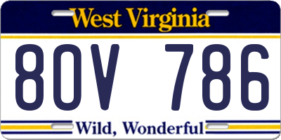 WV license plate 8OV786