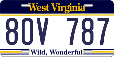 WV license plate 8OV787