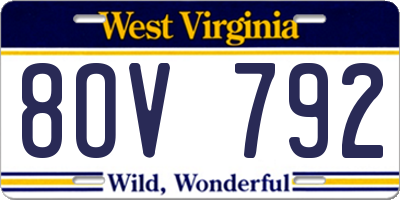 WV license plate 8OV792