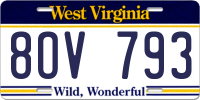 WV license plate 8OV793