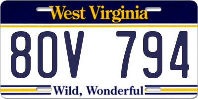 WV license plate 8OV794