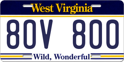 WV license plate 8OV800
