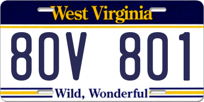 WV license plate 8OV801