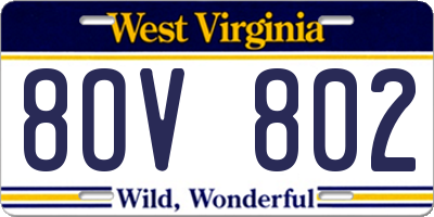 WV license plate 8OV802