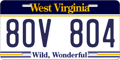 WV license plate 8OV804