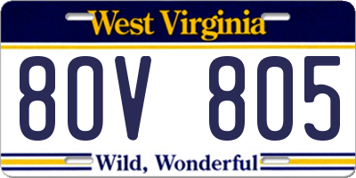 WV license plate 8OV805