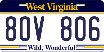 WV license plate 8OV806