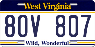 WV license plate 8OV807