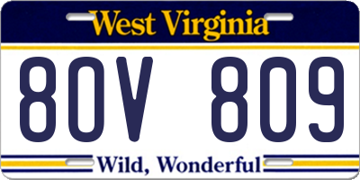 WV license plate 8OV809