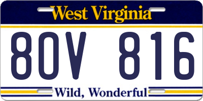 WV license plate 8OV816
