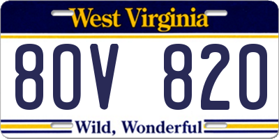 WV license plate 8OV820