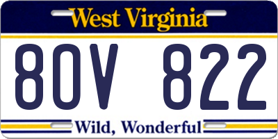WV license plate 8OV822
