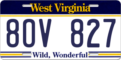 WV license plate 8OV827