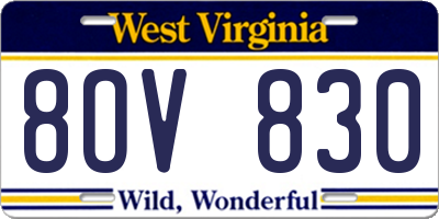 WV license plate 8OV830