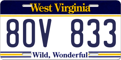 WV license plate 8OV833