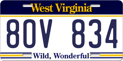 WV license plate 8OV834