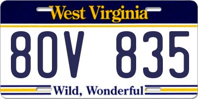 WV license plate 8OV835