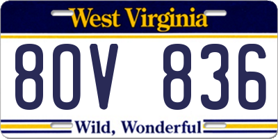 WV license plate 8OV836