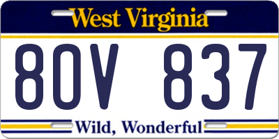 WV license plate 8OV837