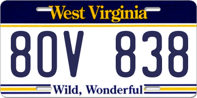 WV license plate 8OV838