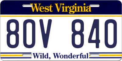 WV license plate 8OV840