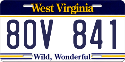 WV license plate 8OV841