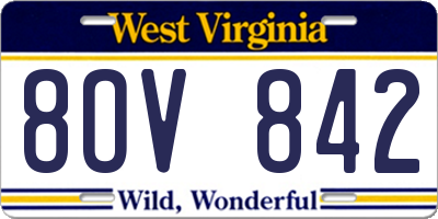 WV license plate 8OV842